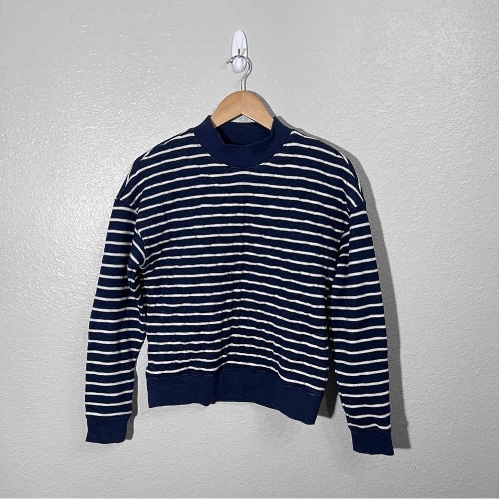 Madewell Quilted Studio Mockneck Sweatshirt in Stripe in size XS - Picture 2 of 11
